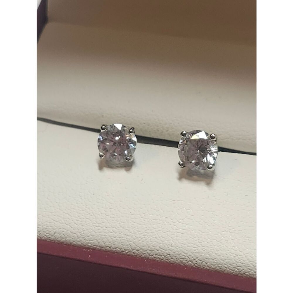 Classic Round Clear CZ Stone Stud Earrings Kiera 925 Sterling Silver